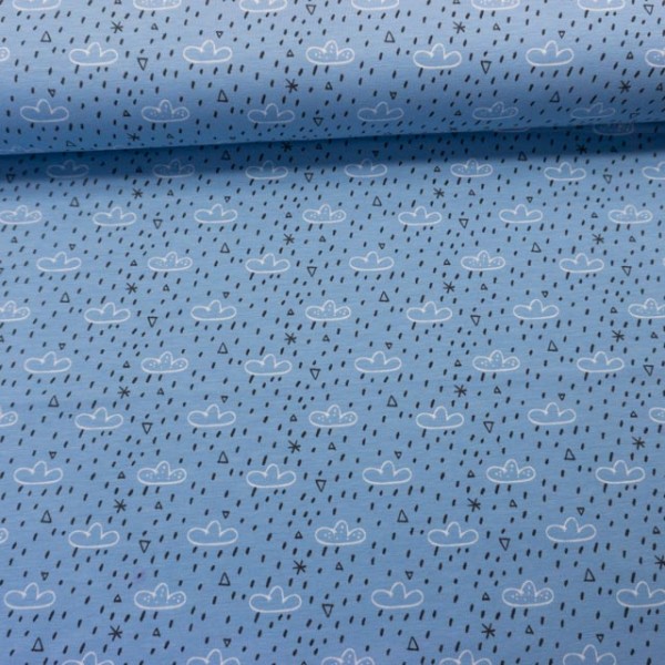 Bio-Baumwolljersey Regenwolken jeansblau hell