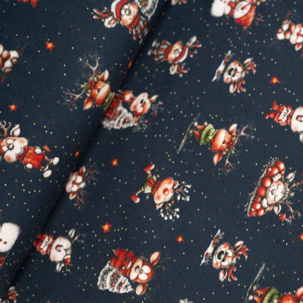 Baumwolljersey X-Mas Elch dark navy