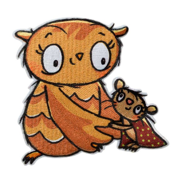 Applikation kleine Eule mit Maus