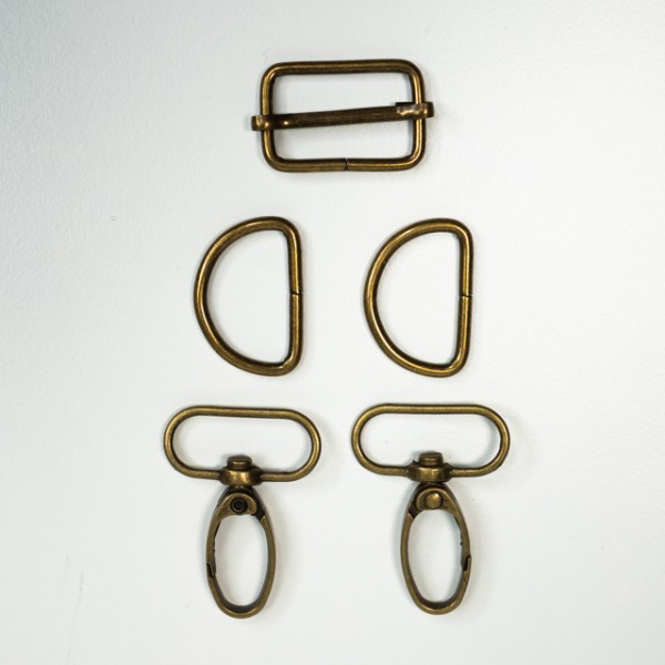 Set Karabiner D-Ringe Schnalle messing 50mm