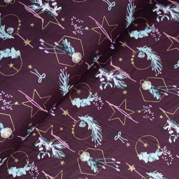 Baumwollwebware Eukalyptus plum