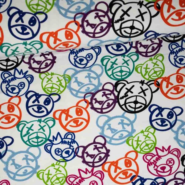 French Terry Sweat Graffiti Bär weiß