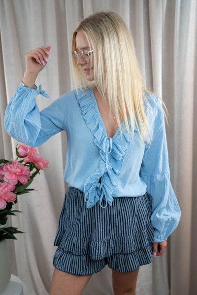 Baumwollbluse Ilaria jeansblau