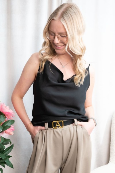 Satin Top Elegance schwarz