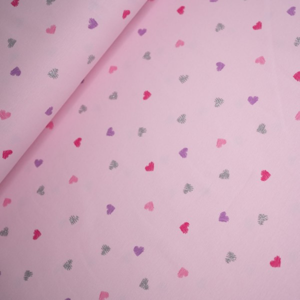 Baumwolljersey Glitzer Herzchen rosa