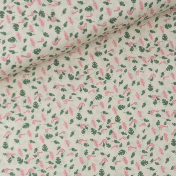 Baumwollwebware Kleiner Vogel ecru