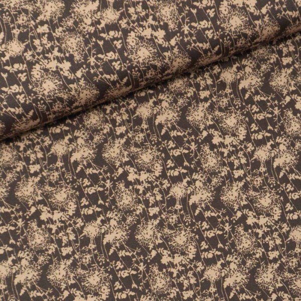 Baumwollwebware Popeline Sunflowers braun