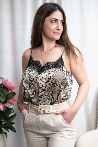 Satin Top Animal hellbeige