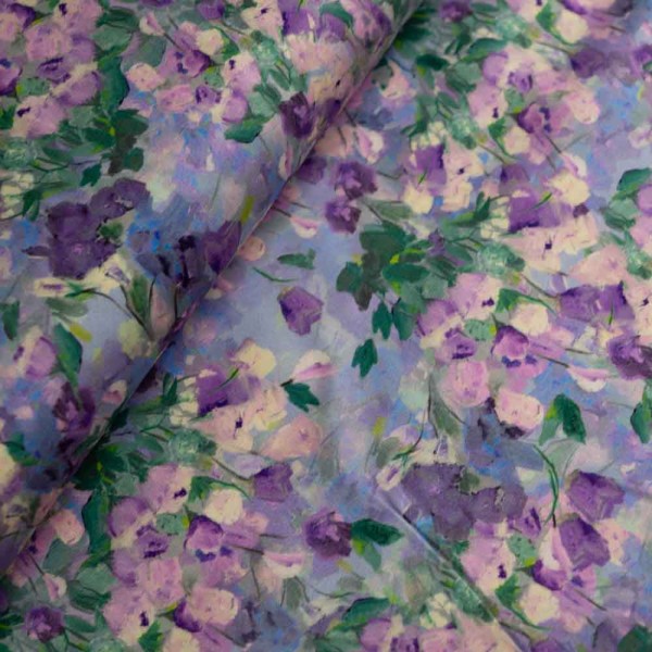 Viskose Satin Blümchen lavendel