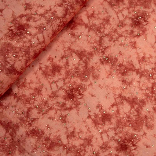 Viskosewebware Batik Golddrops terra