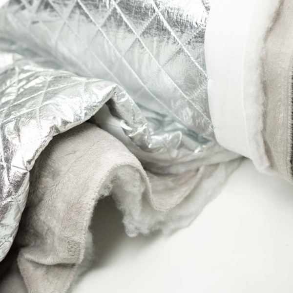 Steppstoff Karo Premium wattiert silber