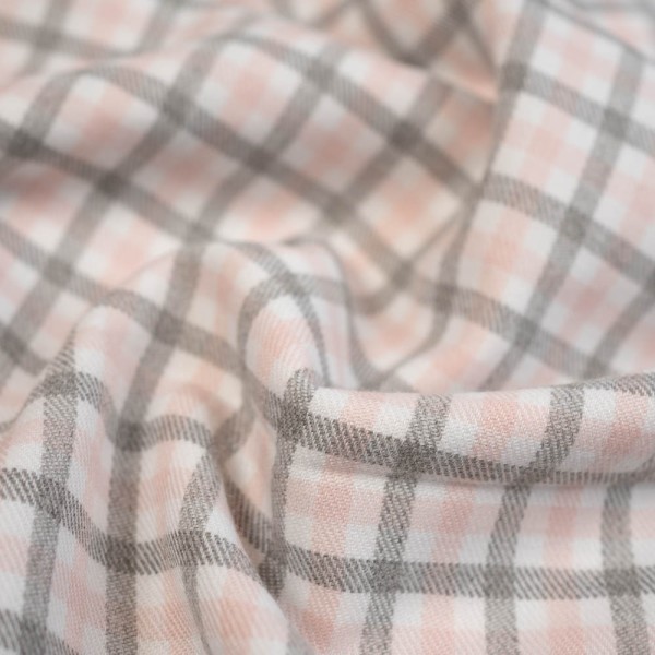 Twill Wool Touch Glenchecks weiß-pastellrosa