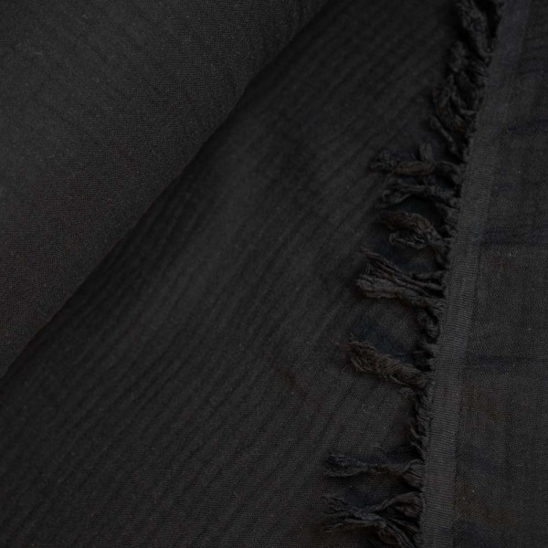 Musselin 4-lagig Fransenbordüre schwarz