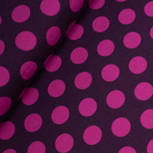 Baumwolljersey Polka Dots aubergine