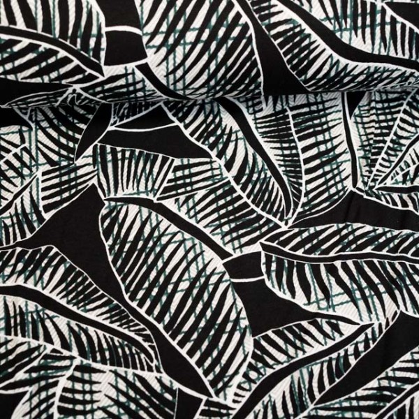 Viskosejsersey Palmenblätter Grafisch tannengrün