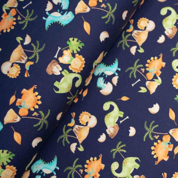 Baumwolljersey Dino Babys dark navy