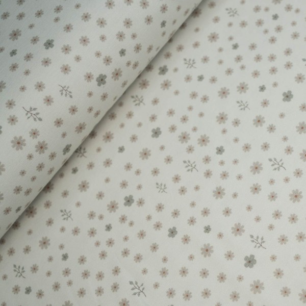 Baumwolljersey kleine Gänseblümchen ecru