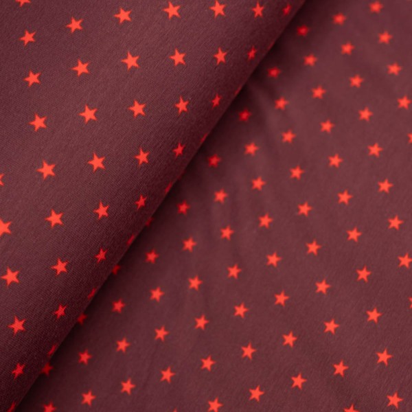 Baumwolljersey Sterne bordeaux