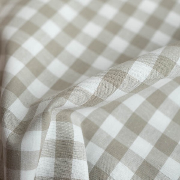 Edle Baumwoll Popeline Karo Groß 8mm beige