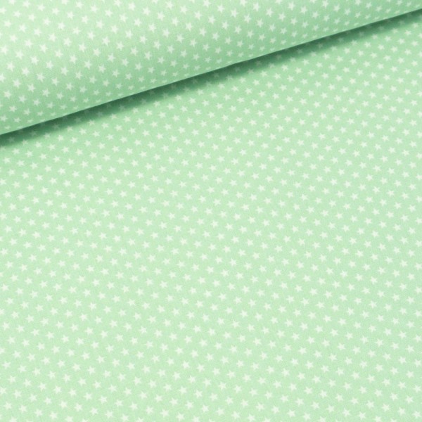 Edle Baumwollwebware Popeline Mini Sterne mint