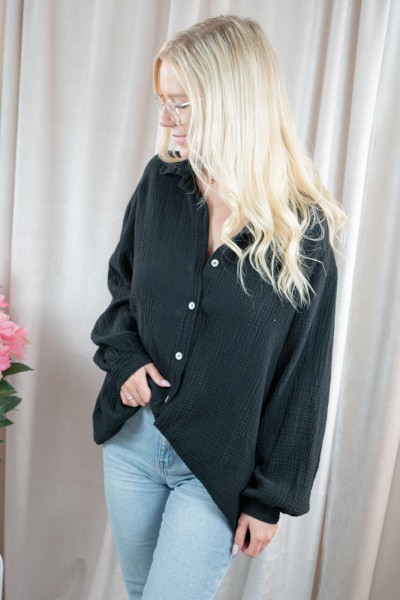 Musselinbluse Tiara schwarz