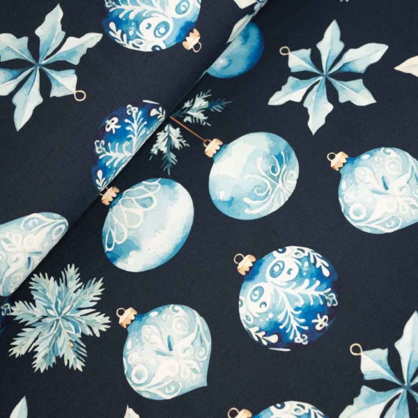Baumwolljersey X-Mas Kugeln navy