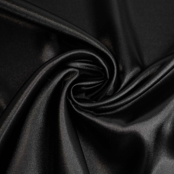 Satin Glänzend Uni schwarz