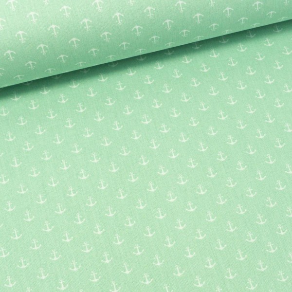 Edle Baumwollwebware Popeline Mini Anker mint