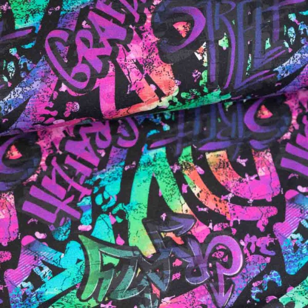 Baumwolljersey Graffiti pink