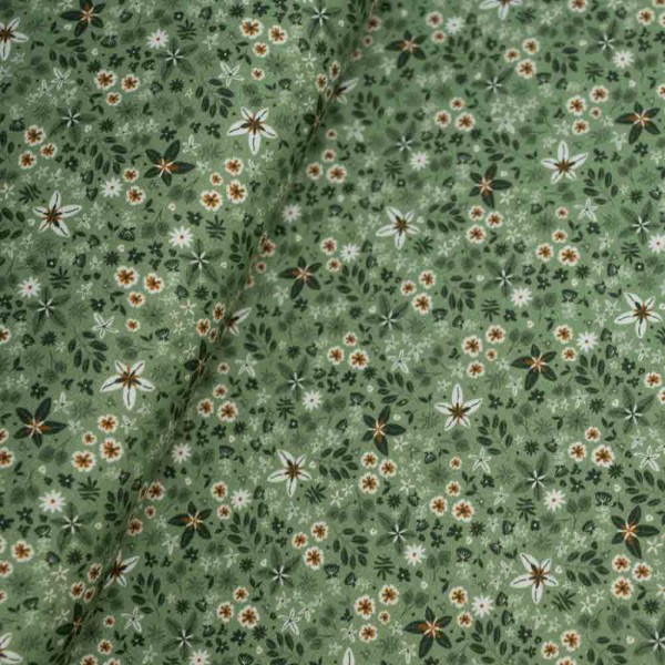 Baumwolljersey kleine Blümchen oliv