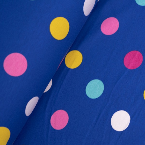 Sweat French Terry Große Punkte royalblau