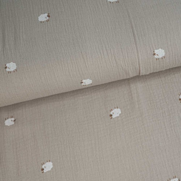 Musselin Double Schäfchen beige