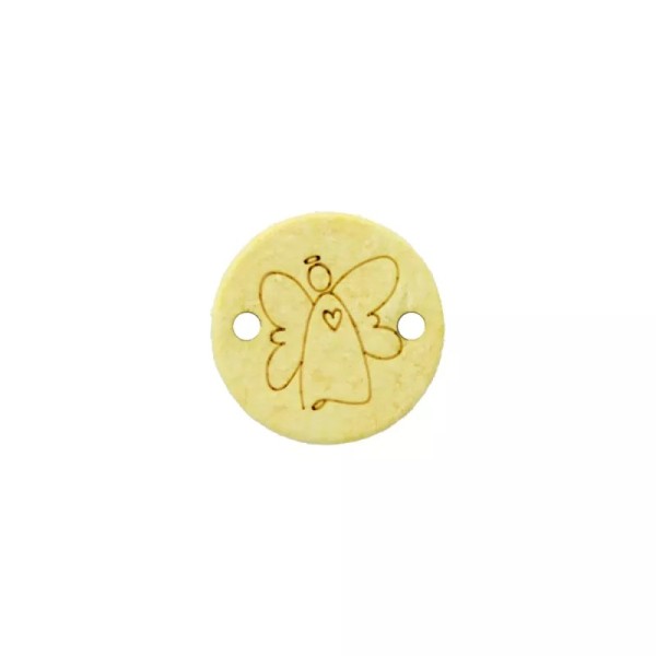 Zierteil Happy Engel mit Herz gelb 15mm
