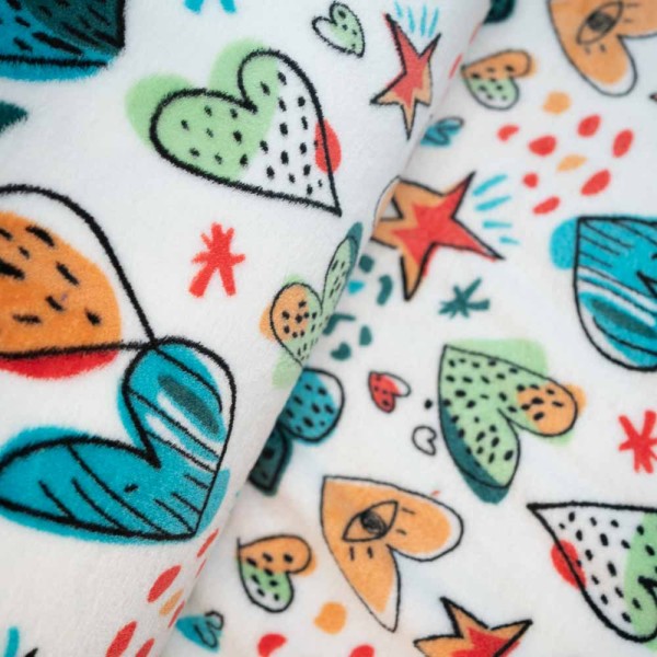 Wellnessfleece Herzen ecru