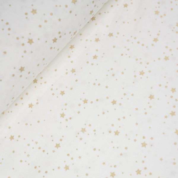 Baumwollwebware Glam Mini Sternchen ecru