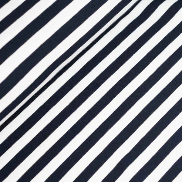 Baumwolljersey Blockstreifen dark navy-weiß