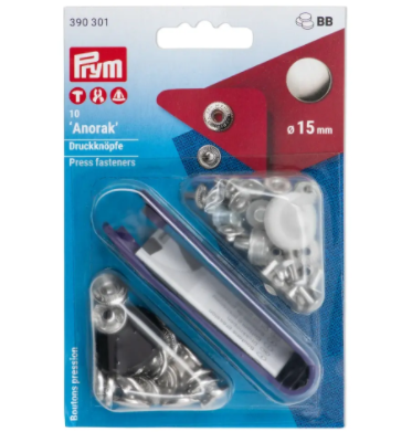 Prym Nähfrei-Nachfüllpackung Anorak 15mm silber