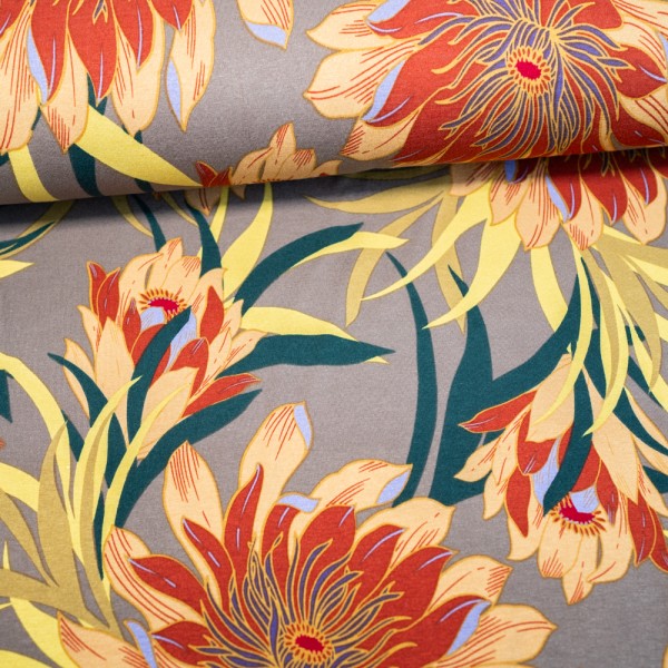 Viskosejersey Blütenzeit beige