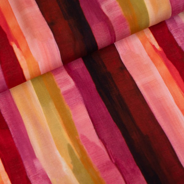 Viskosewebware Aquarell Streifen bordeaux