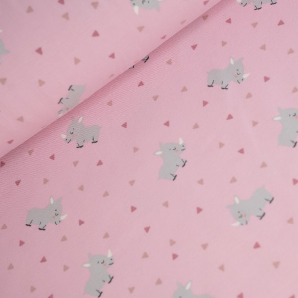 Baumwolljersey Nashorn rosa
