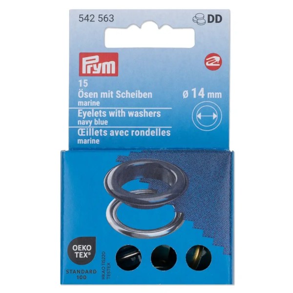 Prym Ösen mit Scheiben 14mm dunkelblau