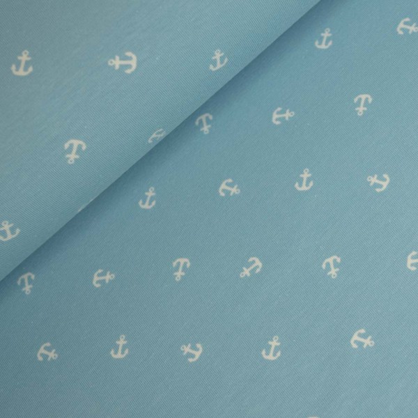 Baumwolljersey Anker hellblau