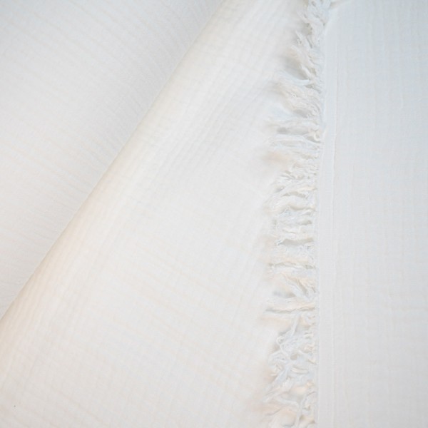 Musselin 4-lagig Fransenbordüre ecru