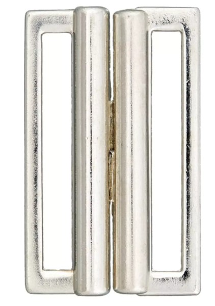 Metallschließe für Gummigürtel silber 40mm