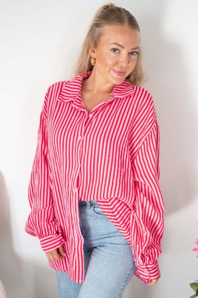 Musselinbluse Fiona Streifen rosa