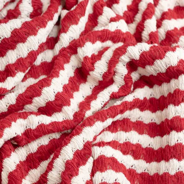 Jacquard Strick Häkel-Look Streifen rot