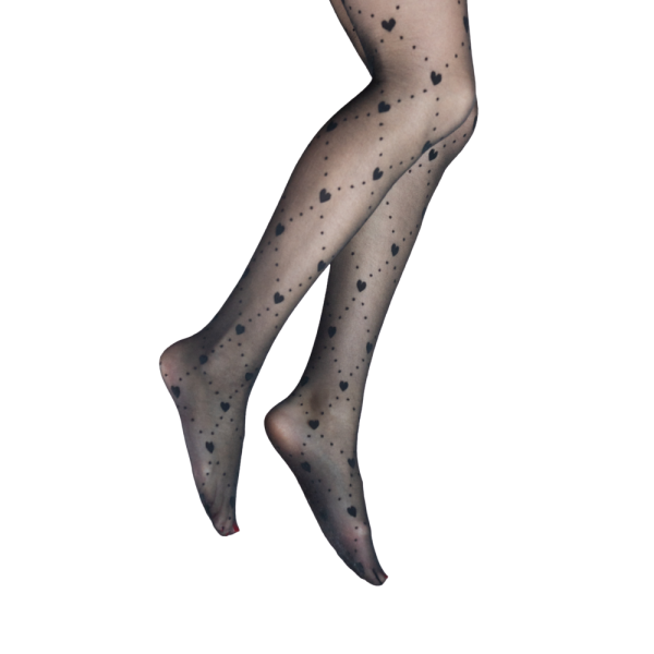 Strumpfhose Herzen schwarz