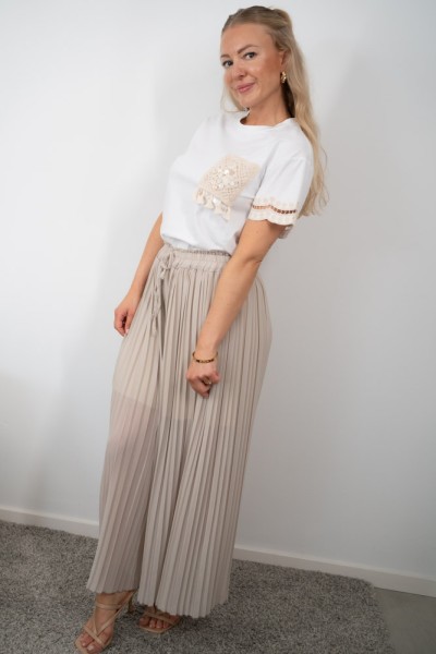 Plissee Culotte Hose beige