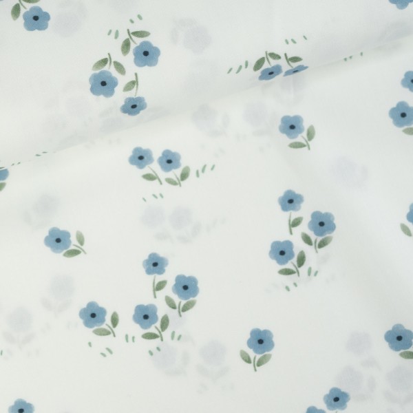 Baumwoll Popeline Blümchen weiß