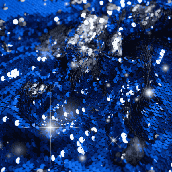 Paillettenstoff royalblau-silber